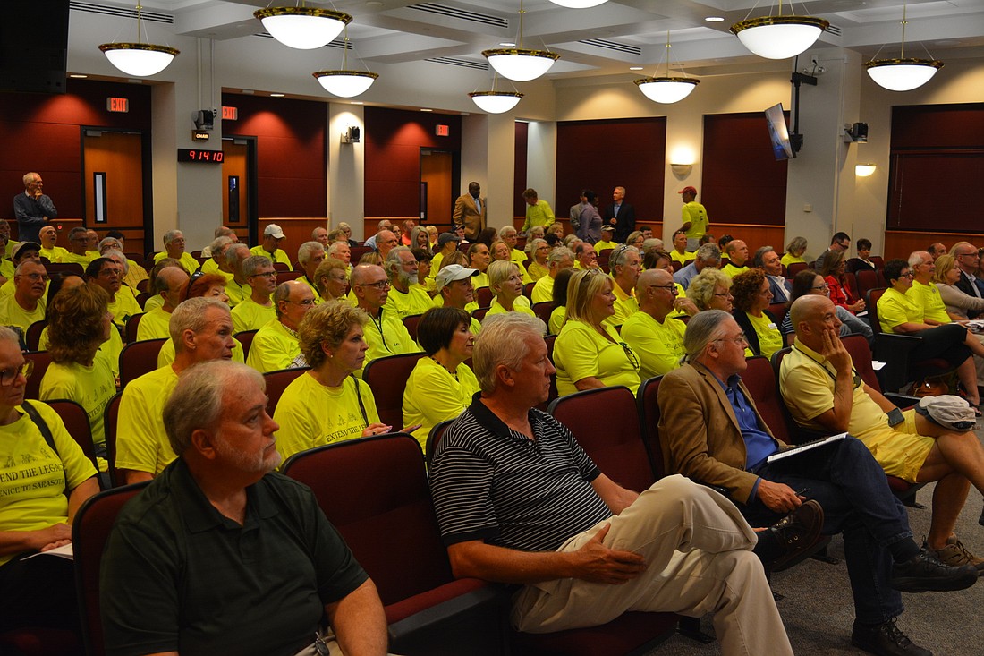 Legacy Trail extension supporters packed the Sarasota County Commission chambers this morning.