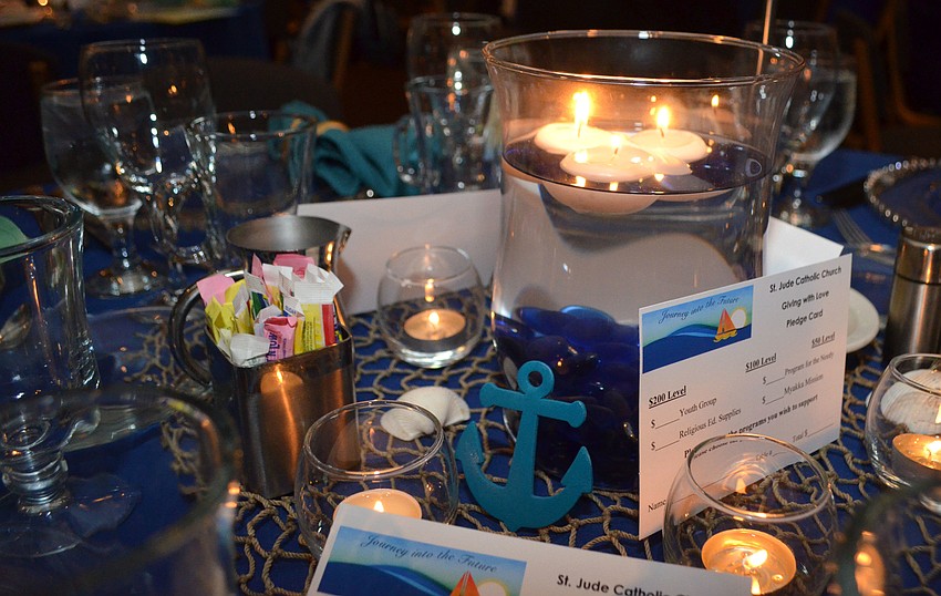 Guests ate amongst nautical decor on each of their tables at St. Jude Catholic Church/Hispanic Center Gala on Feb. 17 at Michael’s On East.