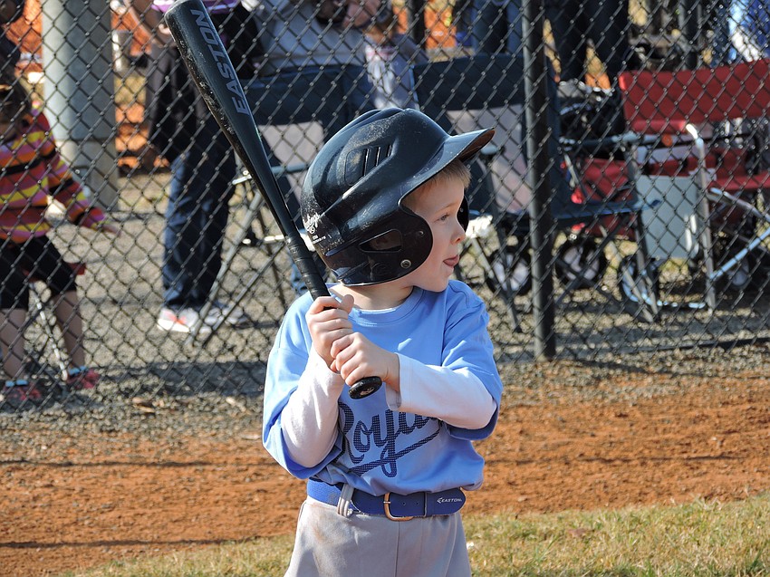 Holden Gaulter of the Royals concentrates on a pitch on opening day.