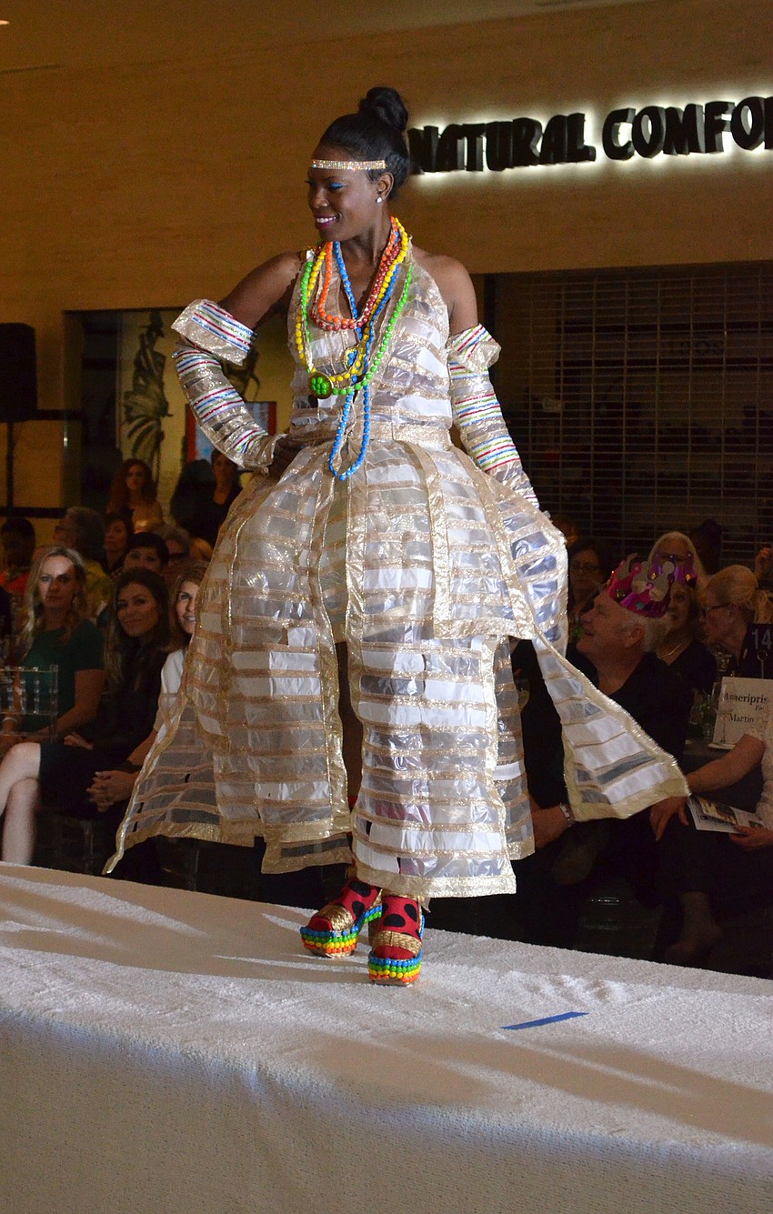 Gwen Cooke models one of Ray Pepper’s three “Sleeveless in Beijing” pieces.