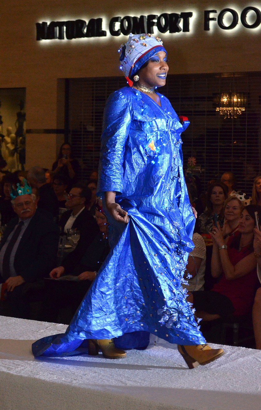 Louise Kingman models one of Louise Hamel’s two “Ceremonial Robes.”