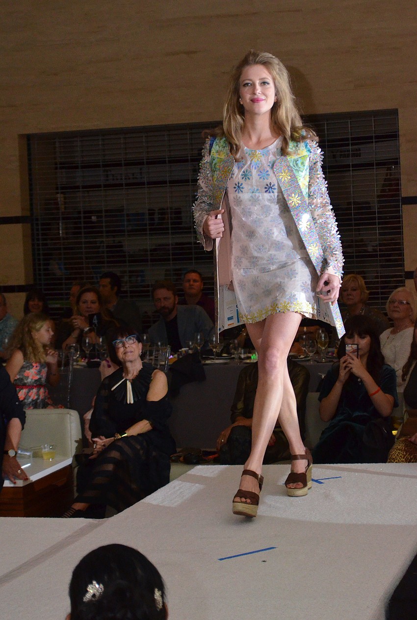 Paola Ferst models Lisa Berger’s “Postal Ad-Dress”