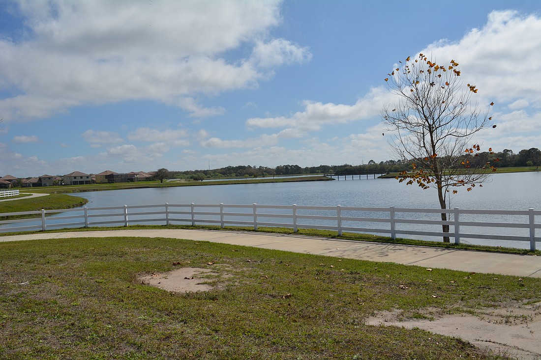 Patton Park will encompass Kent Lake, seen here. A patch of land near the entrance to Bridgewater will be the main park area with a pavilion and other amenities.