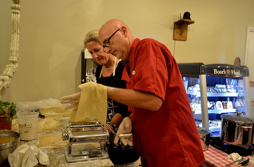 Robert Gaglio makes fresh pasta for the attendees.