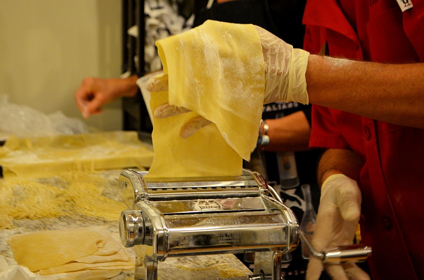 Robert Gaglio makes fresh pasta for the attendees.