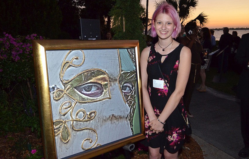 Katherine Kanotz with her piece, “Osiris”