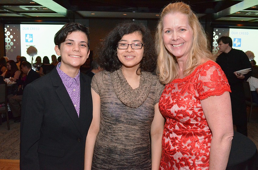Scholarship winners Sierra White and Abril Colin-Castruita with Education Foundation of Sarasota County President Jennifer Vigne