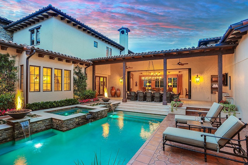 Plenty of room room around the pool to entertain.