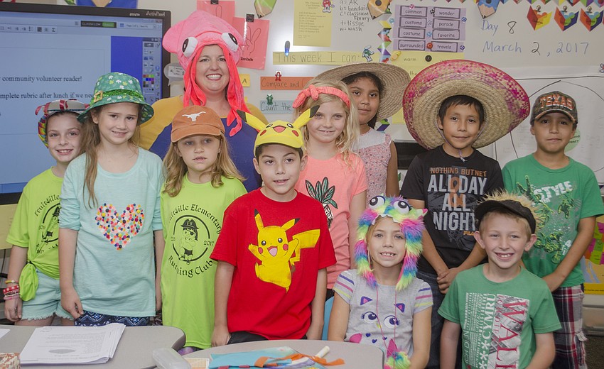 Michala Chipurnoi'  s second grade class wore wacky hats as part of their class'  s weeklong celebration of Dr. Seuss.
