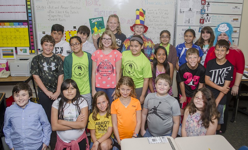 School Board Chairwoman Caroline Zucker read to fifth graders at March 2 Fruitville Elementary.