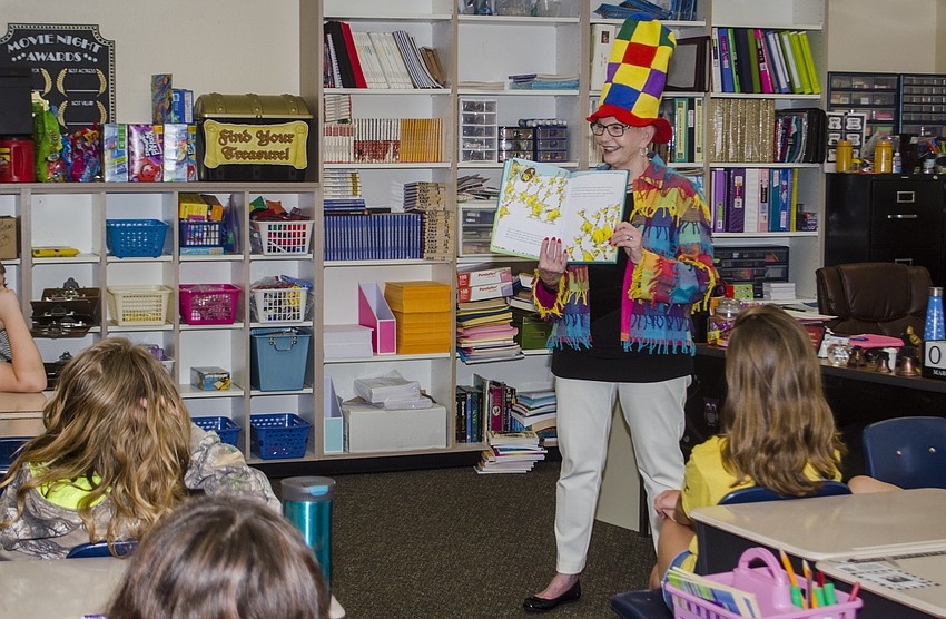 School Board Chairwoman Caroline Zucker read to fifth graders at March 2 Fruitville Elementary.