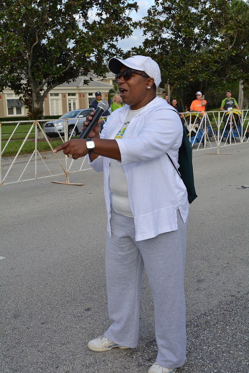 Manatee County Public Schools Superintendent Diana Greene laughs as she starts the race.
