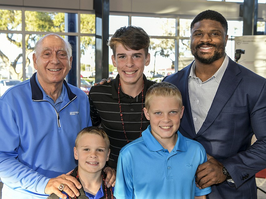 Dick Vitale, Justin (14), Charlie (11), Joshua (8) Fisher and Clinton McDonald