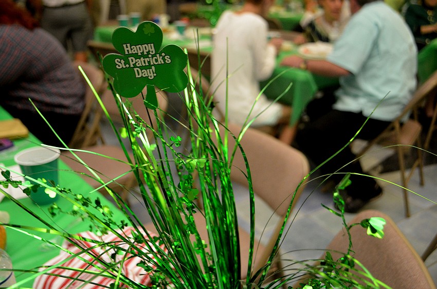 The annual St. Patrick’s Day celebration include a buffet dinner complete with corned beef and cabbage.