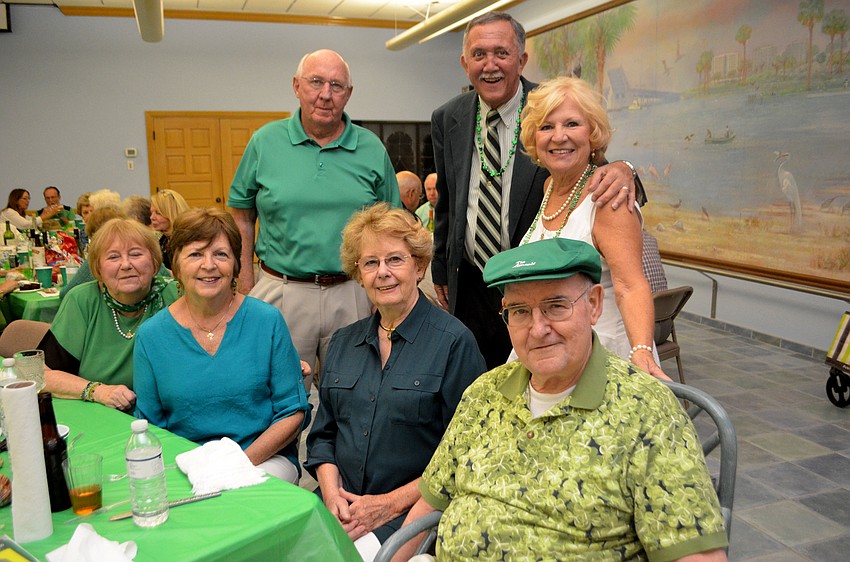 Standing: Jerry Strzempka and Victor and Kelli Ticola; sitting: Mary Ellen Strzempka, Pat Lotz, Diane Cicora and the Rev. Gerry Finegan