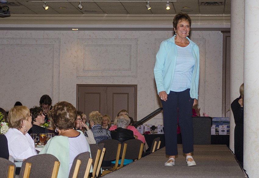 Mary Ann Jones models fashions from Talbots.