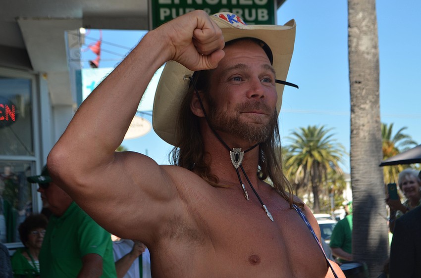 The Naked Cowboy made a special appearance at the celebration on March 17.
