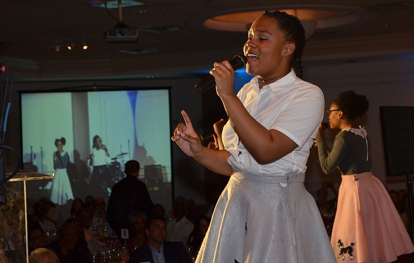 Participants from the Stage of Discovery camp perform “Walking Down Fairytale Lane” at April Fools’ Fete on March 30 at Michael’s On East.