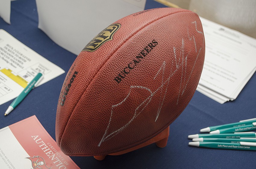 A football autographed by Buccaneers defensive tackle Gerald McCoy was available for bidding during the silent auction at SPARCCle Gala: “A Nautical Night” on April 8 at Bird Key Yacht Club.