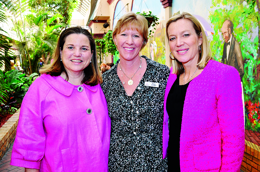Chairwoman Cheryl Burstein, Angie Stringer and guest speaker Lee Woodruff at the Junior League of Sarasota Legacy Luncheon on Feb. 21, 2011 at Michael’s On East