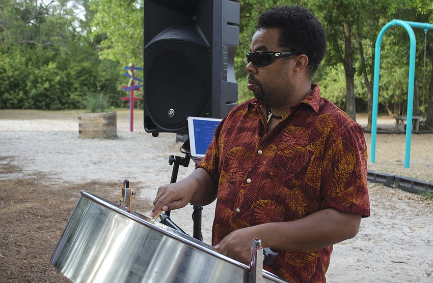 Drummer Lenny Morgan performs during during cocktail hour at Shine On! on April 28 at Visible Men Academy.
