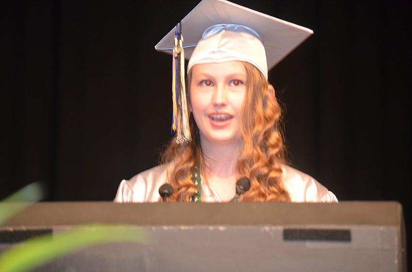 Alyssa Morford implores her classmates to set their goals higher than they think is possible.