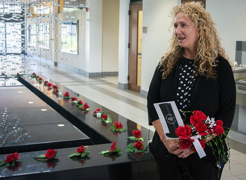 Sarasota Vice-Mayor Jen Ahearn-Koch speaks at the ceremony.