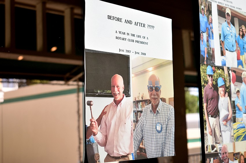 Carol Erker hung posters of outgoing President Jay Sparr on the windows of Cedars East Tennis Resort.