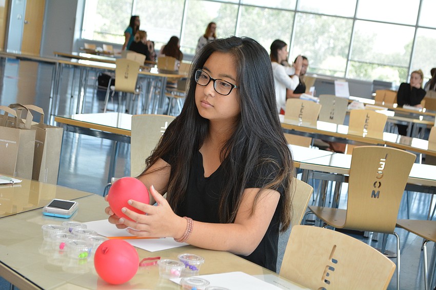 Pine View School student Yueting Lu learns the affect of drugs on the heart.
