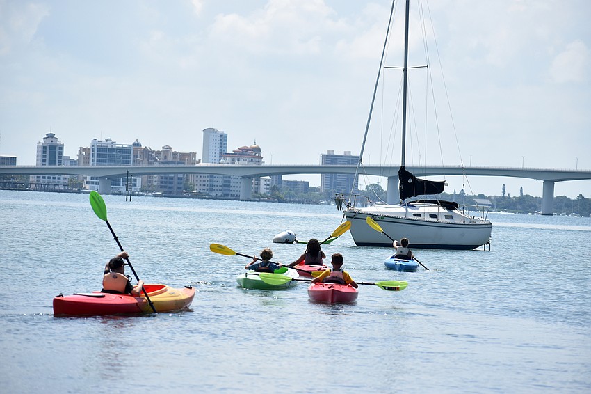 The campers head out on Sarasota Bay.