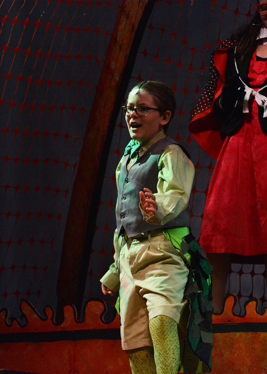 Grasshopper, played by Ethan Hall, is confident the peach can travel across the ocean to France.