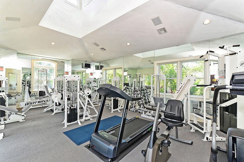 The gym expands across more than 500 square feet and includes pro-style workout gear.