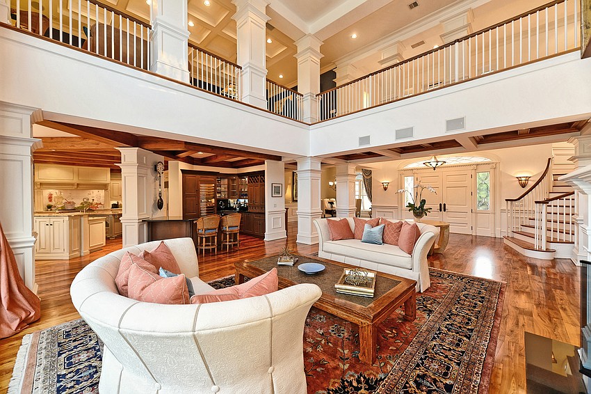 Indoor living space is more than 9,100 square feet on two levels. The home has an elevator.