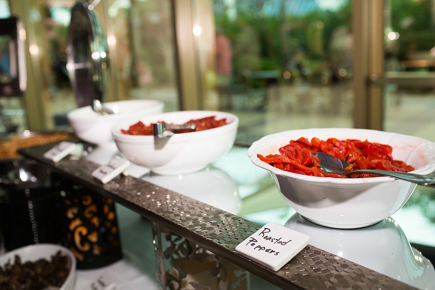 A pasta bar was the main entree for the dinner.