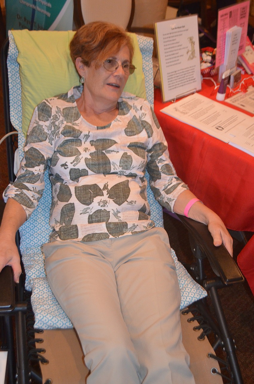 Gail Gagnon tries out a 