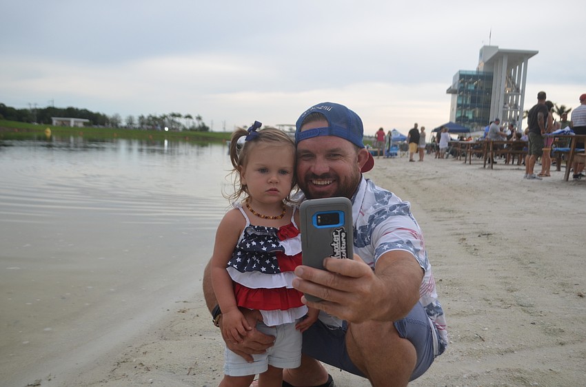 Sarasota 2-year-old Josie Drost and dad, Jake,  Drost take a selfie before the fireworks.