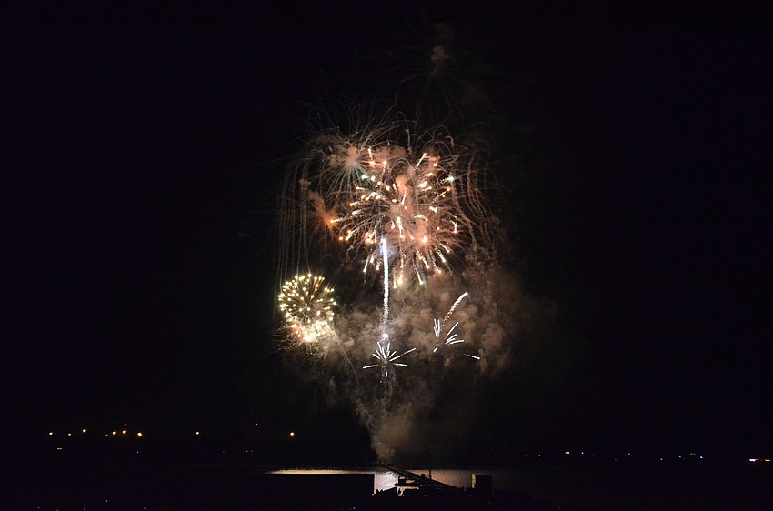 Fireworks light up the sky over Nathan Benderson Park.