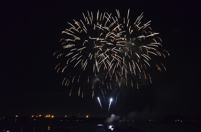 The fireworks show over Nathan Benderson Park went off after a delay for rain.