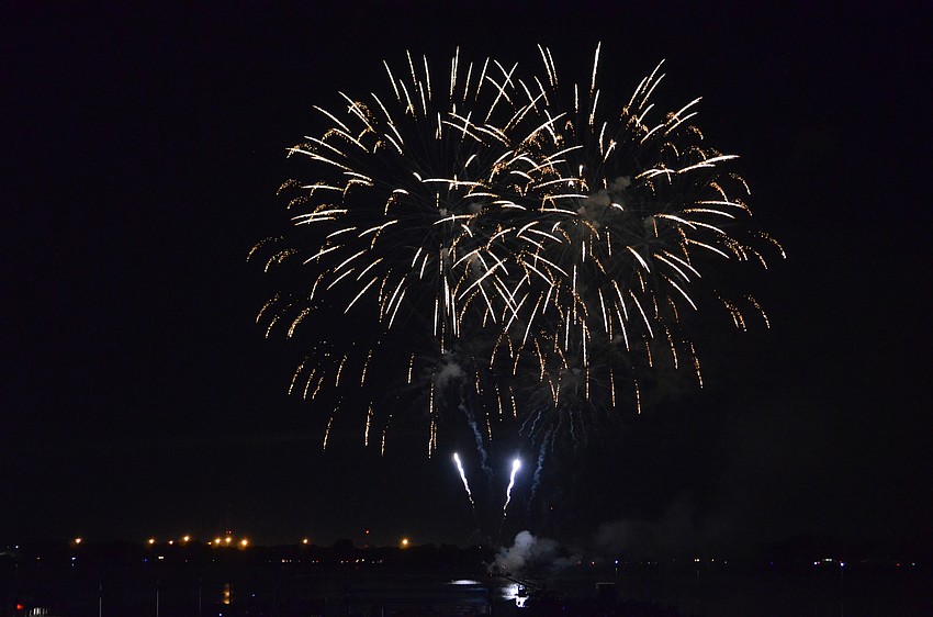 The fireworks show over Nathan Benderson Park went off after a delay for rain.