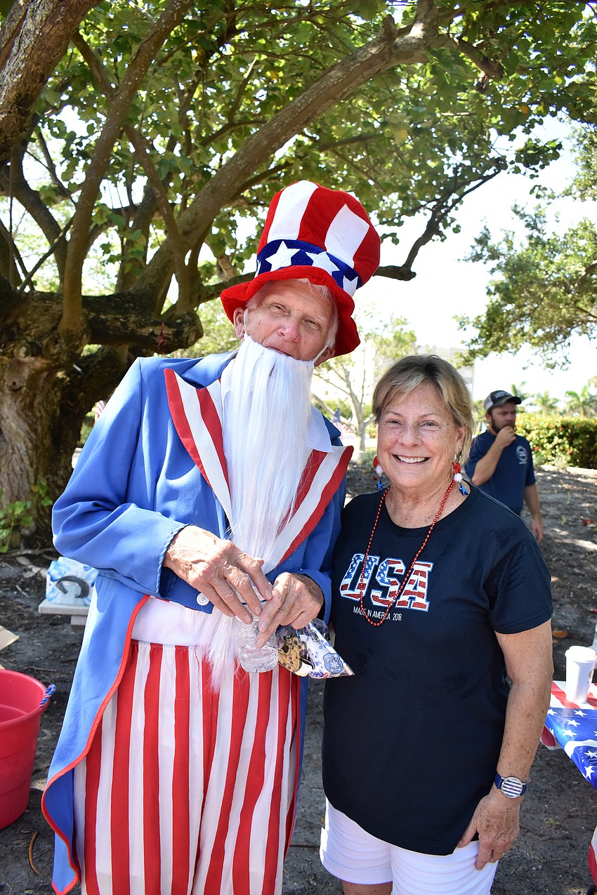 Uncle Sam with Longboat Key Chamber of Commerce President Gail Loefgren