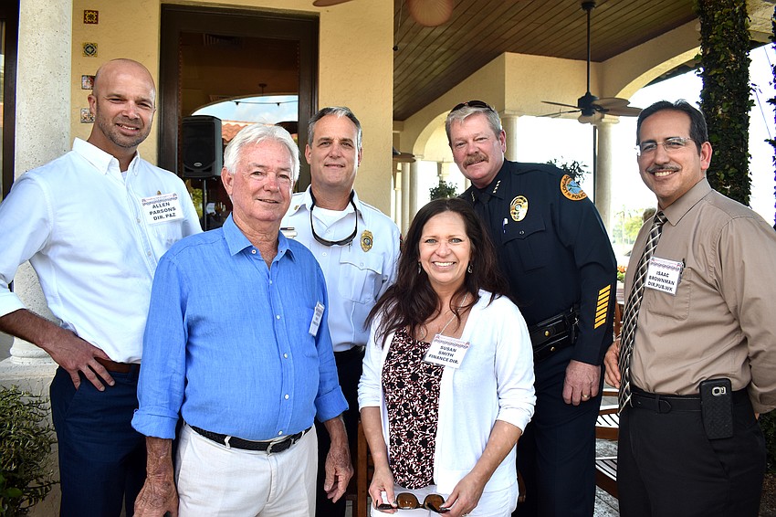 Planning, Zoning and Building Director Allen Parsons, Commissioner Jim Brown, Fire Rescue Chief Paul Dezzi, Financial Director Susan Smith, Police Chief Pete Cumming and Public Works Director Isaac Brownman