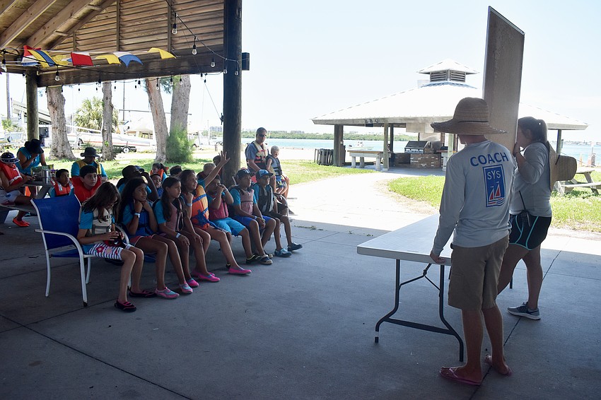 Sarasota Youth Sailing coaches teach students from the Dream Center sailing basics.