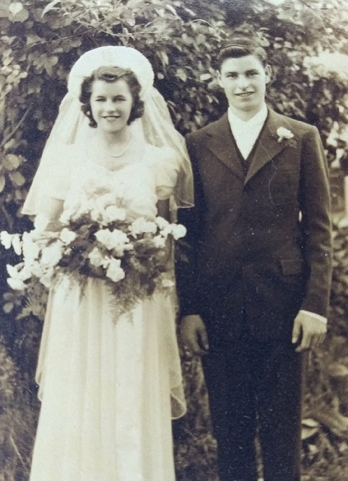 Barbara and Ivan Perkins during their wedding day on July 10, 1943 in Portland, ME.