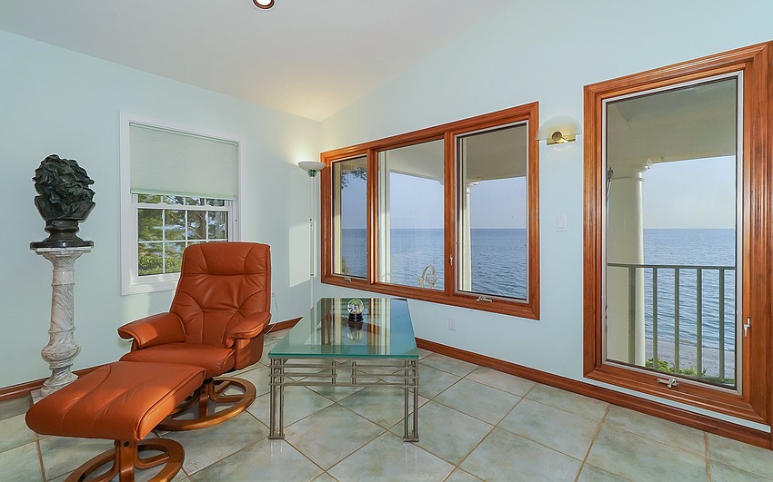 Situated on 200 feet of private beachfront, the guest home overlooks the gulf.