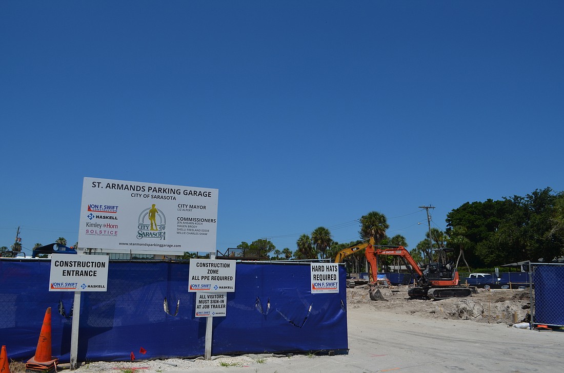 A surface lot is closed for the construction of a parking structure, but other spaces on St. Armands Circle remain available, the city said.