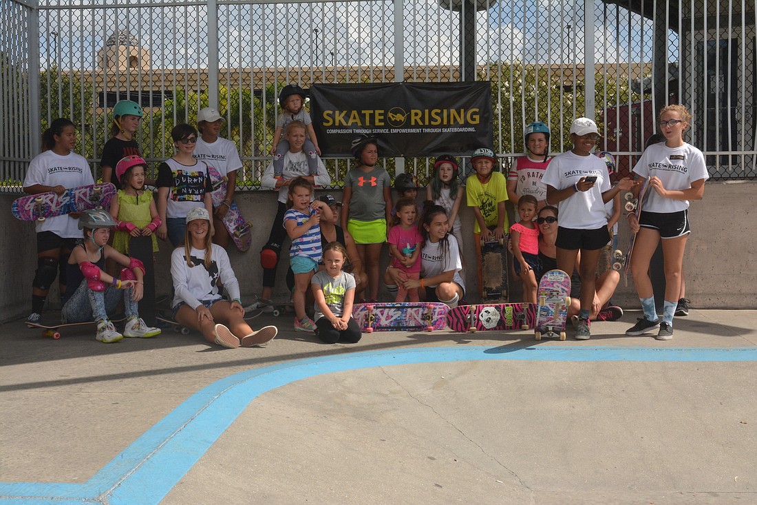 The Skate Rising participants gather to send a video messages to the other events across the globe.