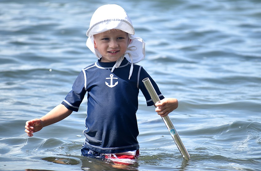 Luke Plummer is all smiles as he explores Sarasota Bay.