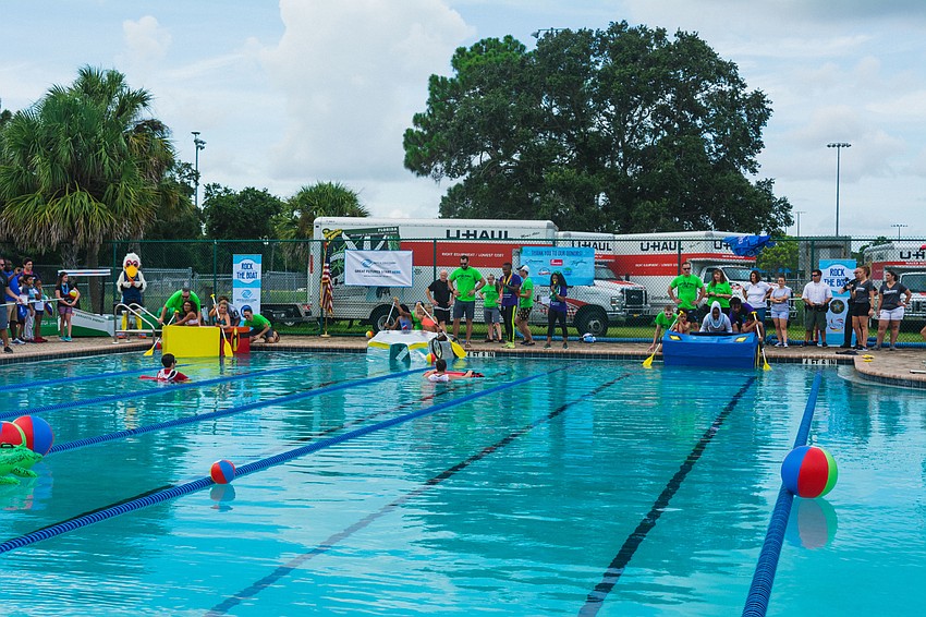 Teams at the starting line of the  Boys & Girls Club's Second Annual Rock the Boat Regatta