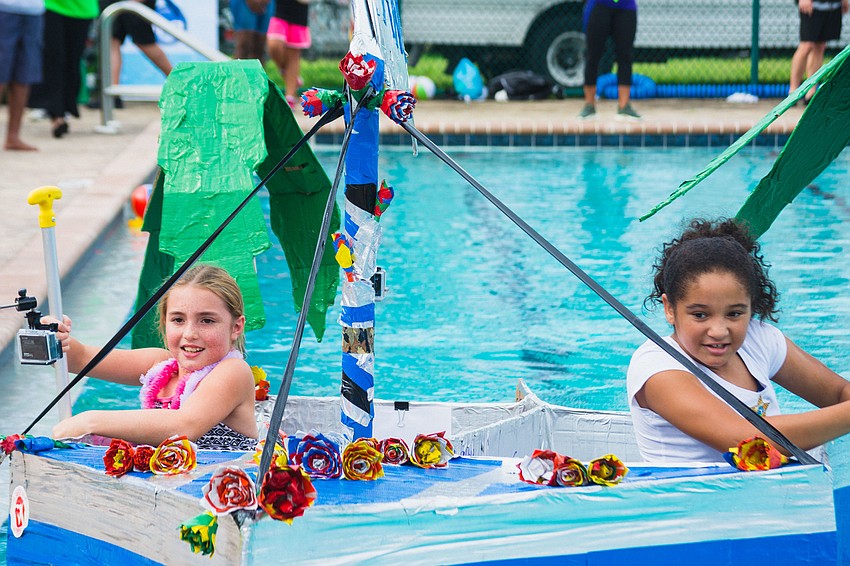 Serena F. and Serenity F. reach the finish line.