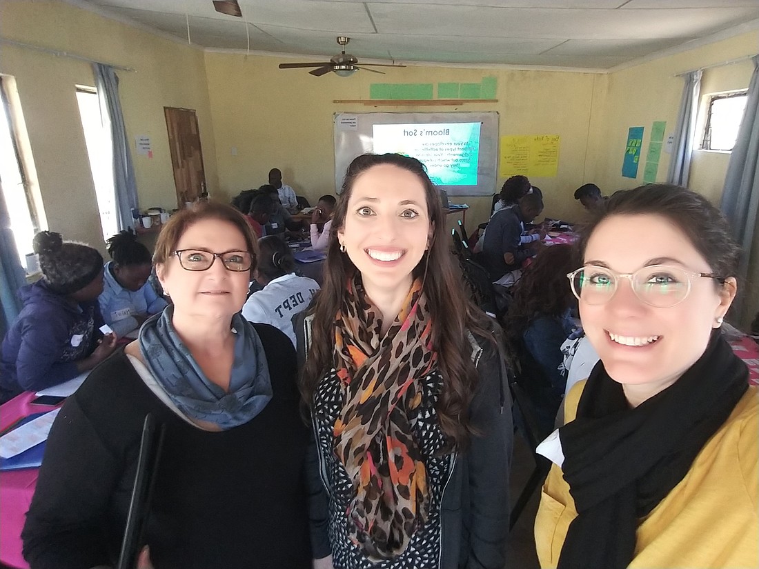 Ann Matthews, Samantha Cataline and Jennifer Willis at a digital learning center in South Africa.